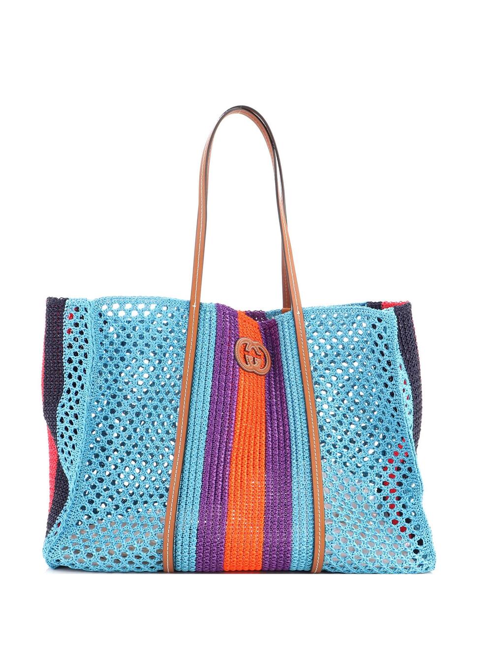 Gucci Interlocking G Web Tote Raffia #322368G14B